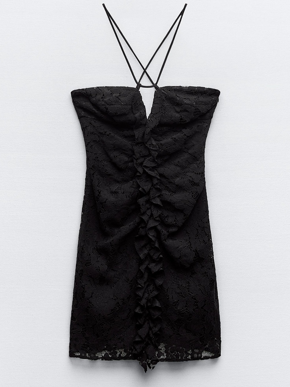 Zara DRAPED LACE MINI DRESS s